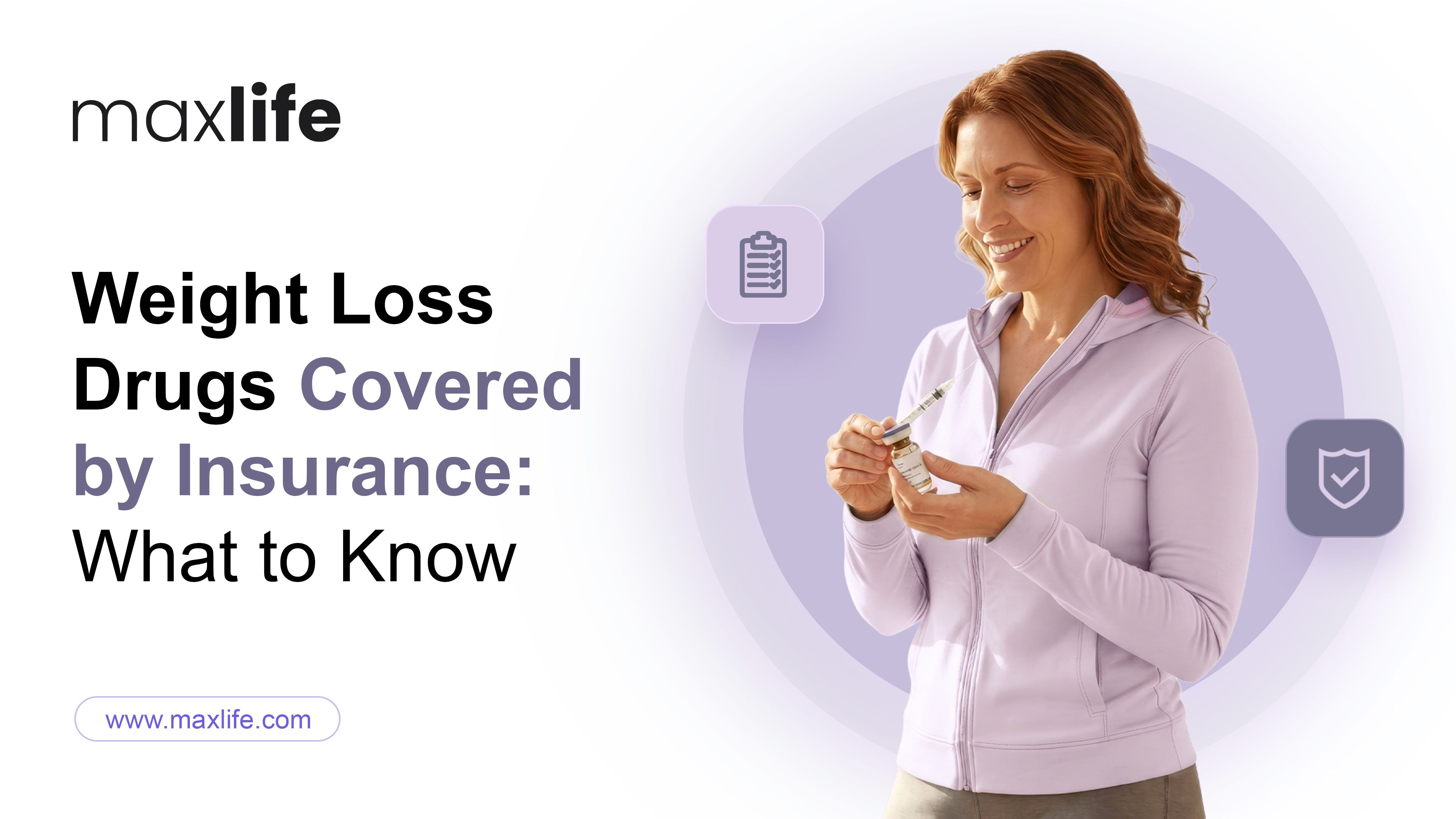 Woman thoughtfully holds keys beside text: Weight Loss Drugs Covered by Insurance.