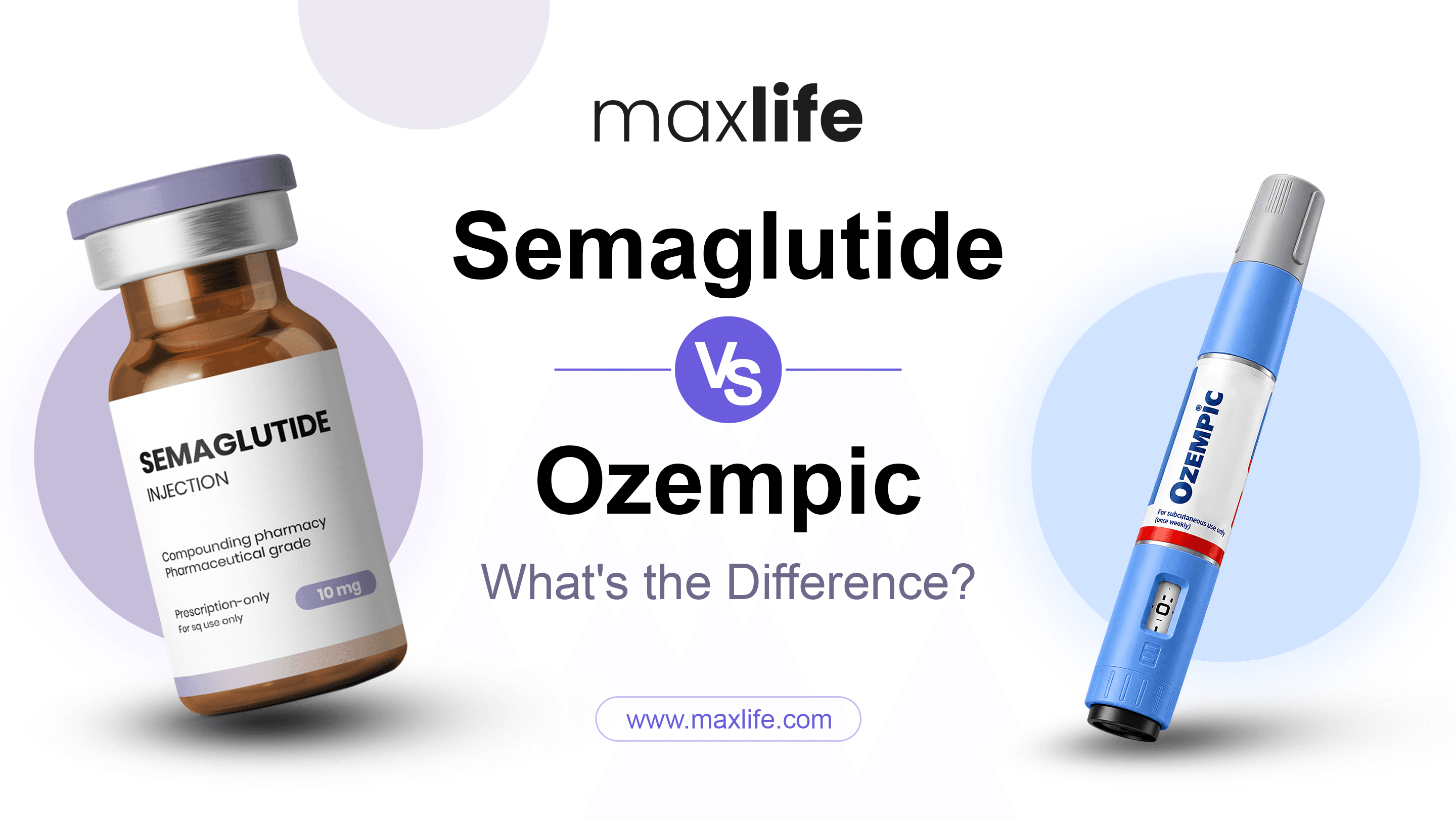 Semaglutide injection vial and Ozempic pen compared, asking 'What's the Difference?'